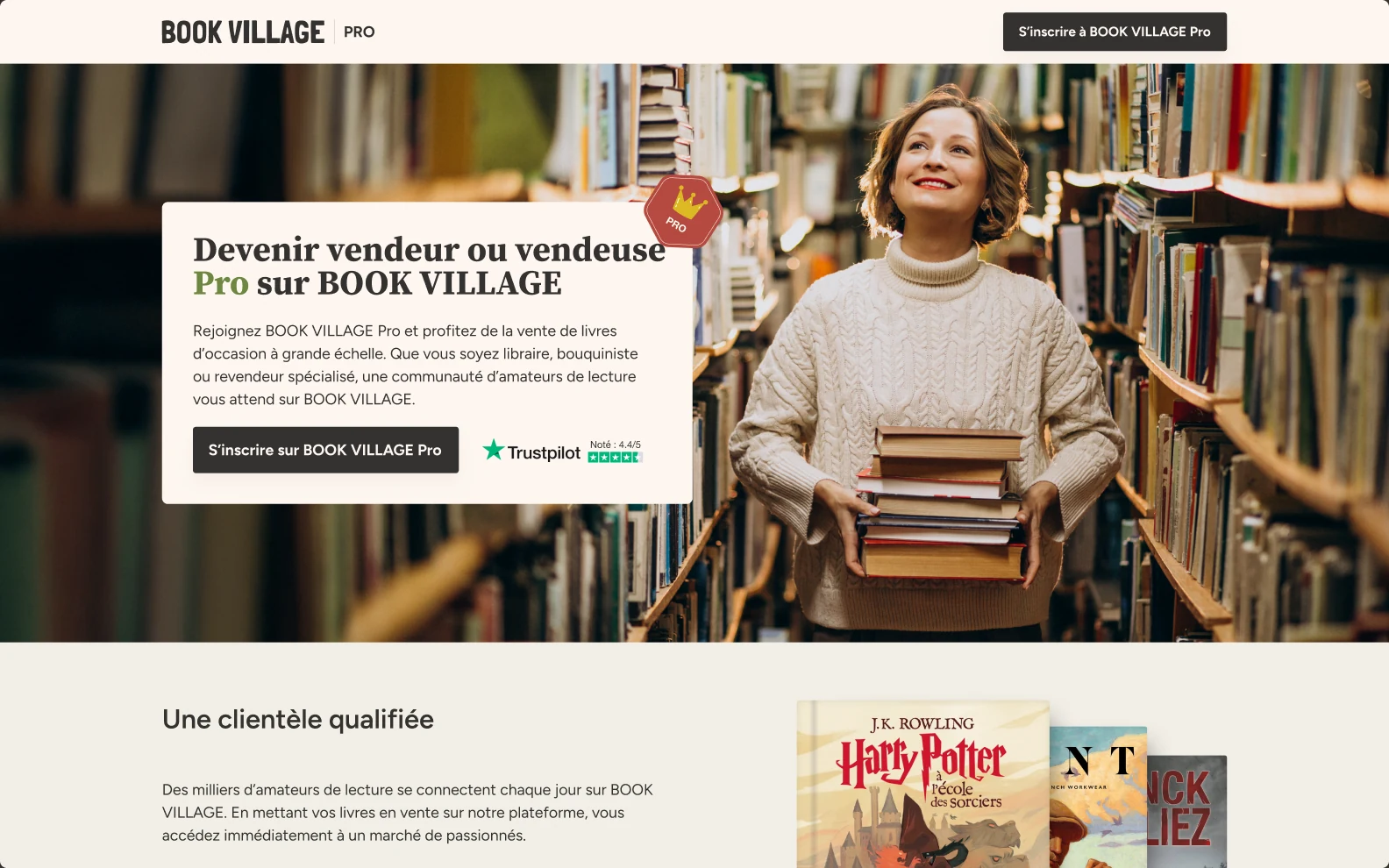 Book Village, écran du produit