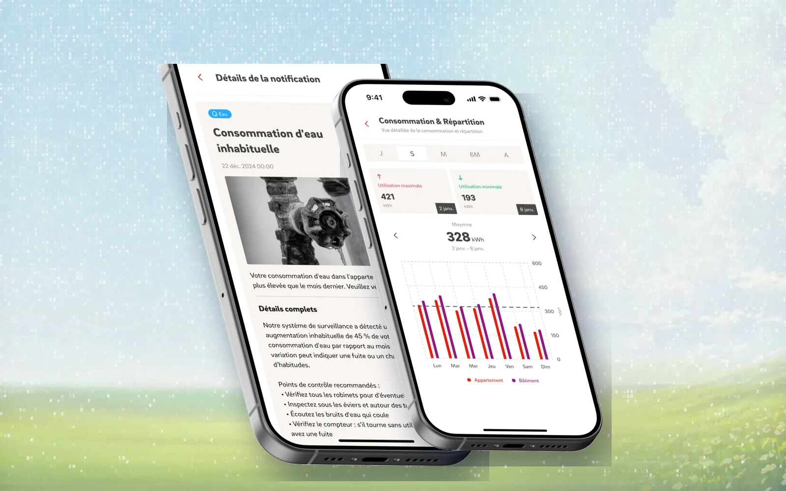 Deux écrans de l’application E.ON