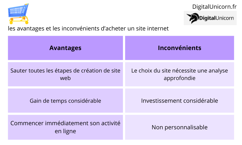 les avantages et les inconvénients d’acheter un site internet