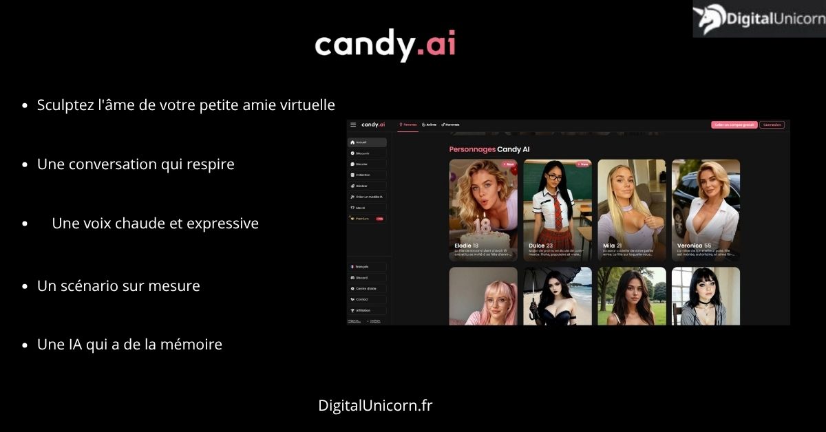 Les fonctionnalités de candy ai