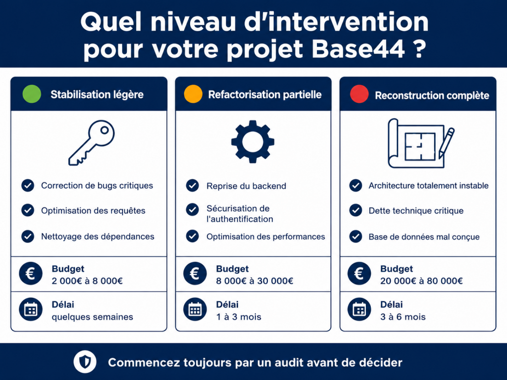 Coût intervention projet Base44