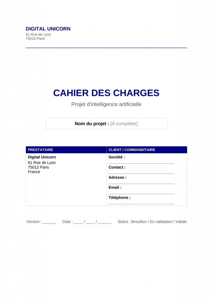 apercu cahier charge projet ia