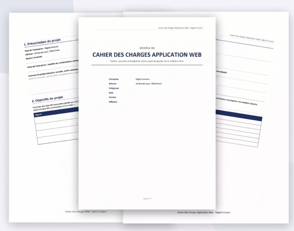 Aperçu cahier charge application web