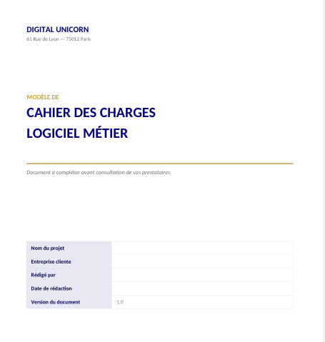 aperçu cahier charge logiciel metier