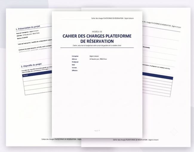 aperçu cahier de charge plateforme reservation