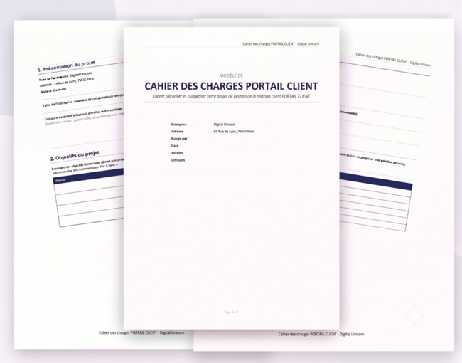 Aperçu cahier charge portail client