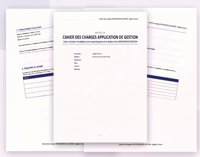 cahier charge application gestion
