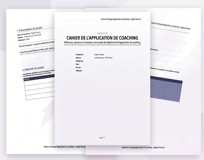 Aperçu cahier charger application coaching