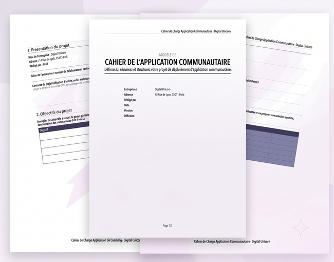 aperçu cahier charge application communautaire