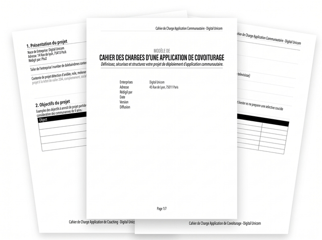 aperçu cahier charge application covoiturage