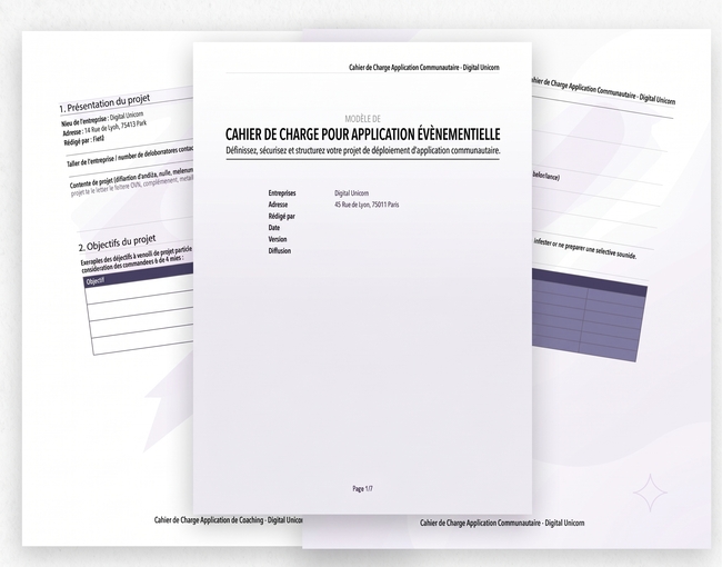 aperçu cahier charge application evenementielle