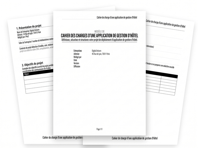 aperçu cahier charge application gestion hotel