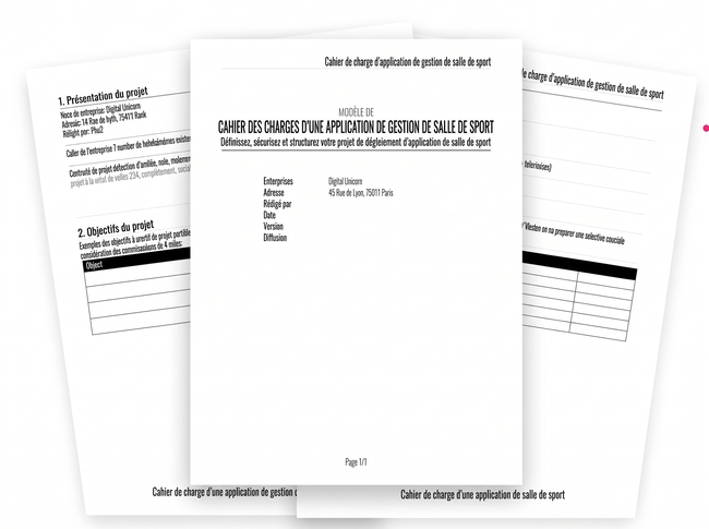 aperçu cahier charge application gestion salle de sport