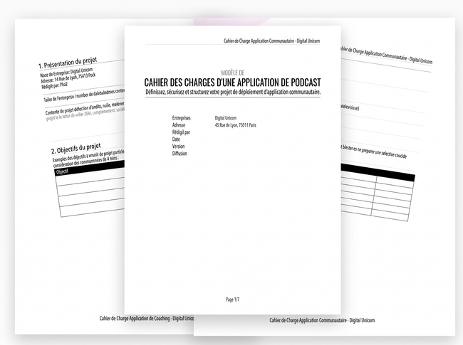 aperçu cahier charge application podcast