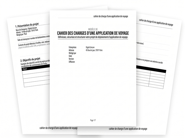 aperçu cahier charge application voyage