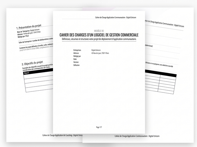 aperçu cahier de charge logiciel gestion commerciale