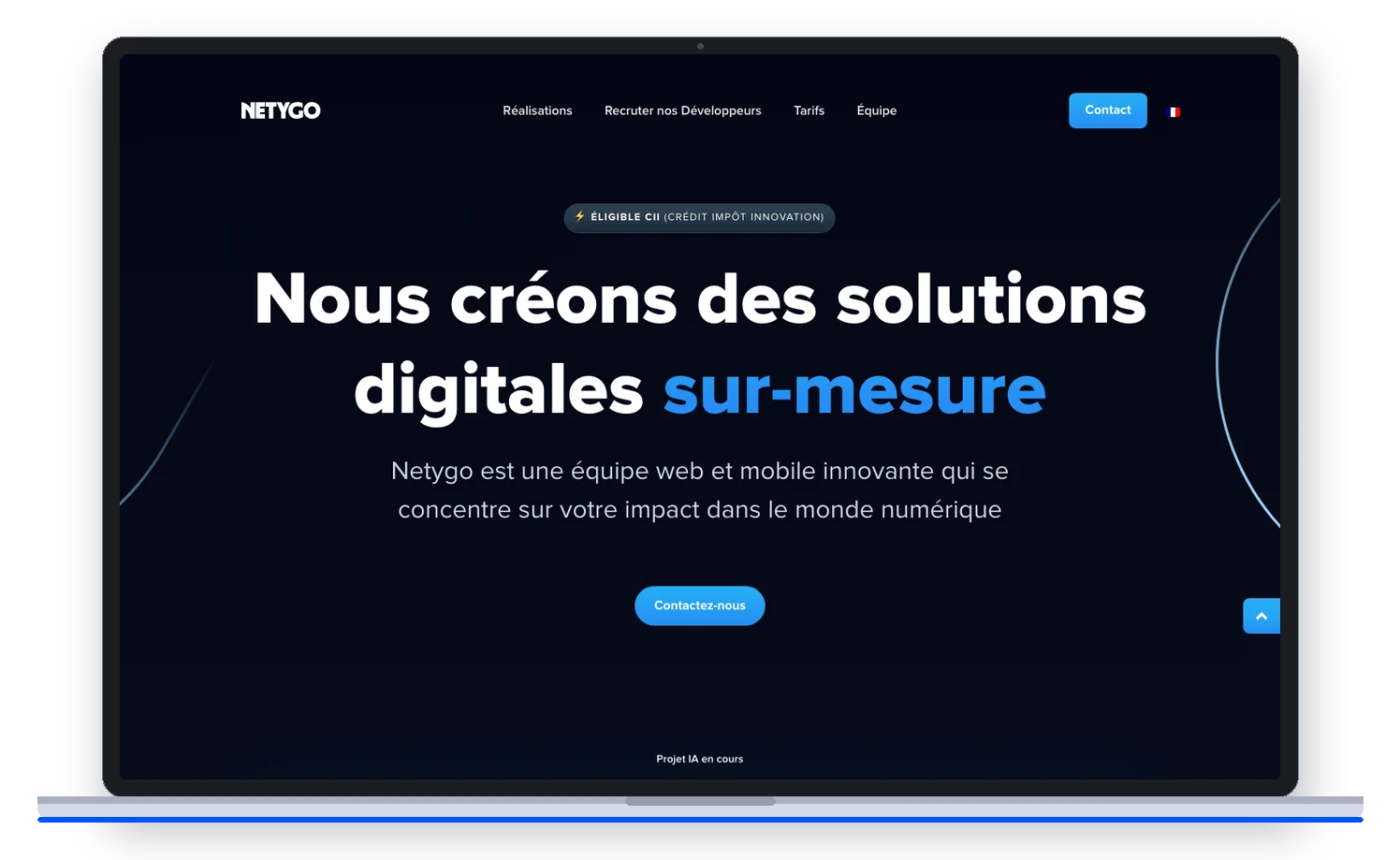 Site de l'agence Netygo, présente à Lyon, affiché sur un MacBook