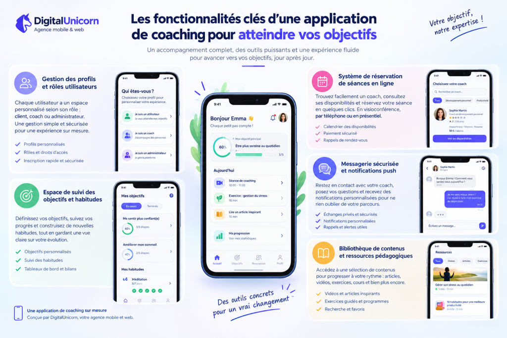 Fonctionnalités clés d’une application de coaching
