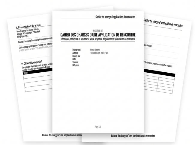 aperçu cahier charge application rencontre